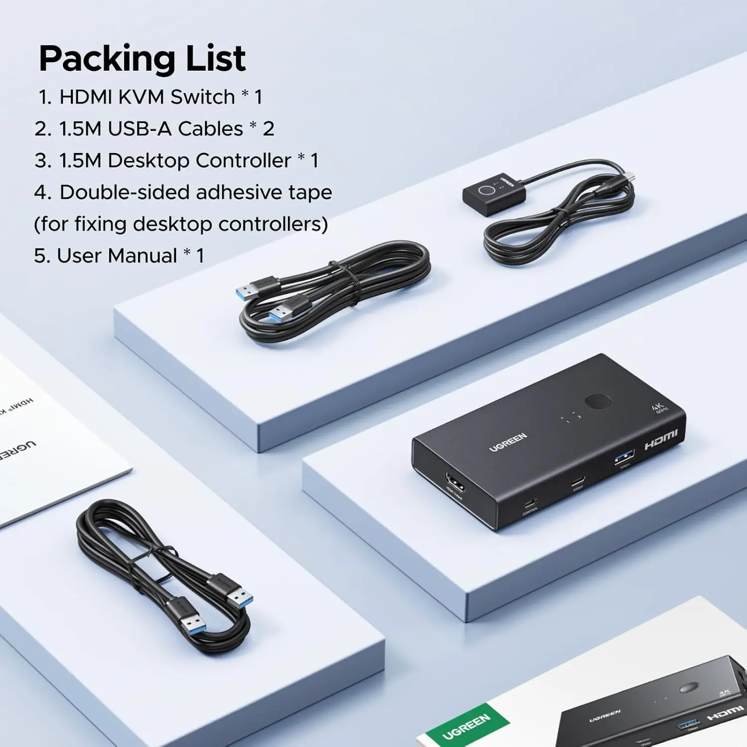 UGREEN USB 3.0 Sharing Switch Desktopcontroller 4 USB Poorten 4K Revolutie 60Hz afbeelding 9