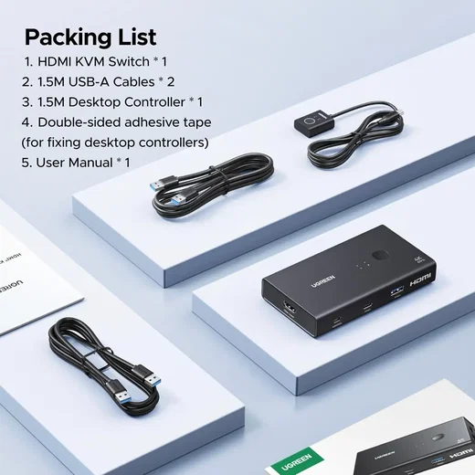 UGREEN USB 3.0 Sharing Switch Desktopcontroller 4 USB Poorten 4K Revolutie 60Hz afbeelding 9