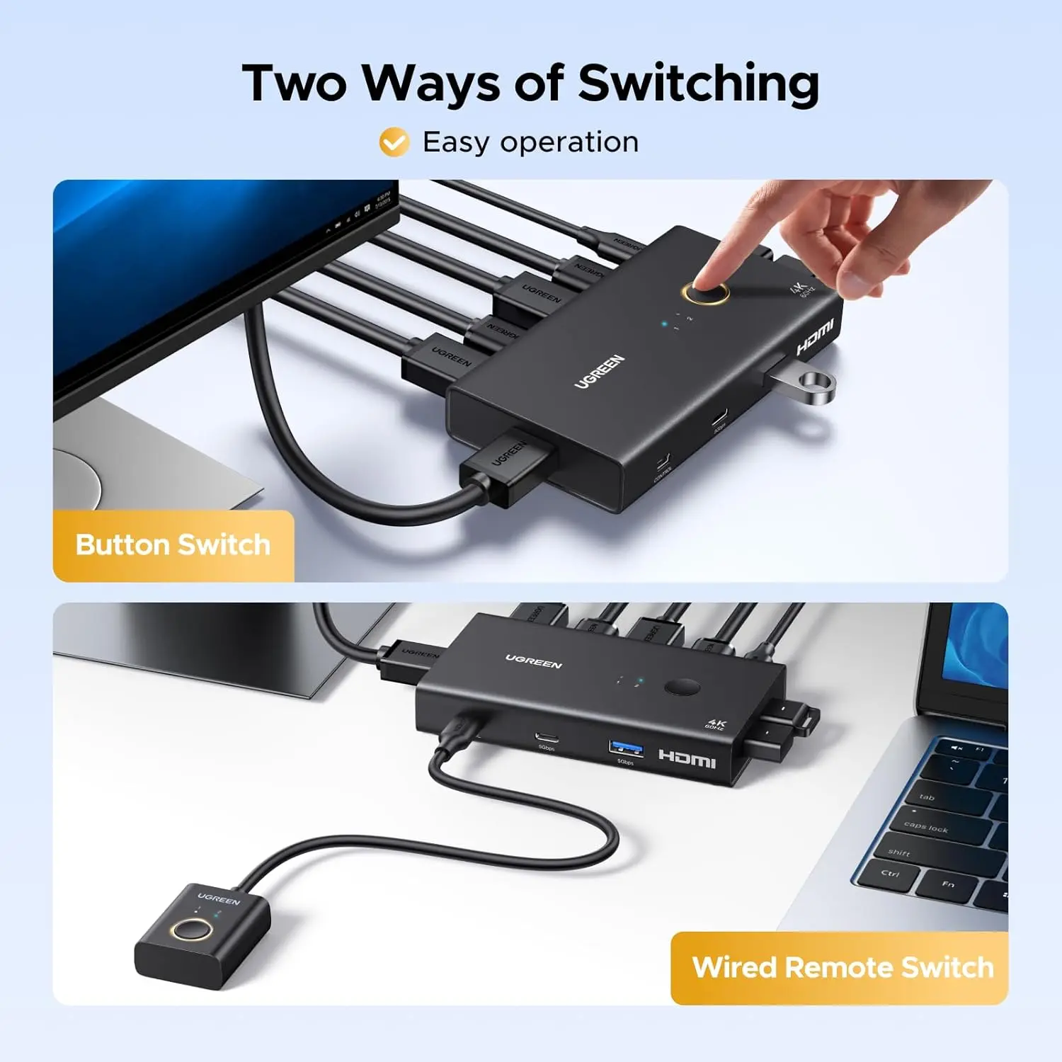 UGREEN USB 3.0 Sharing Switch Desktopcontroller 4 USB Poorten 4K Revolutie 60Hz afbeelding 6