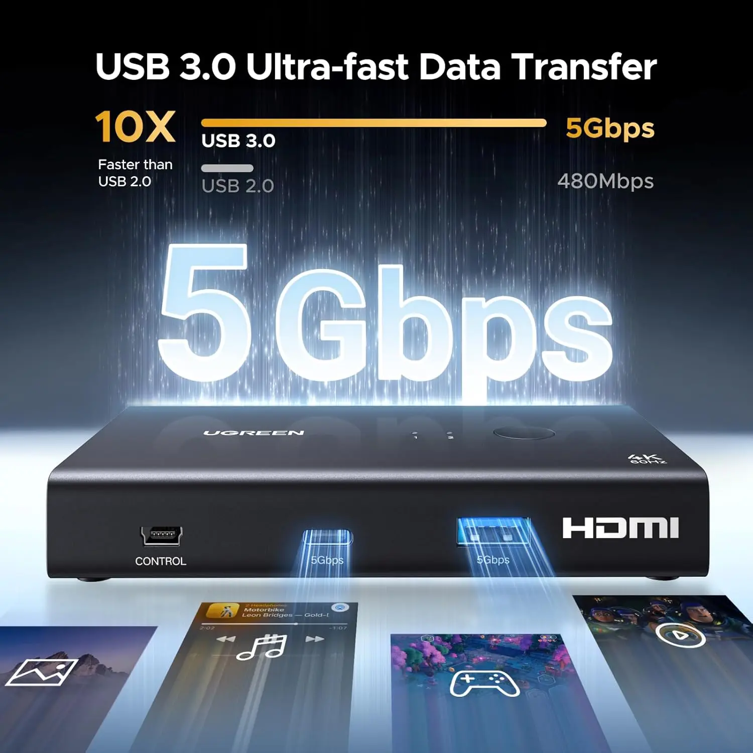 UGREEN USB 3.0 Sharing Switch Desktopcontroller 4 USB Poorten 4K Revolutie 60Hz afbeelding 4