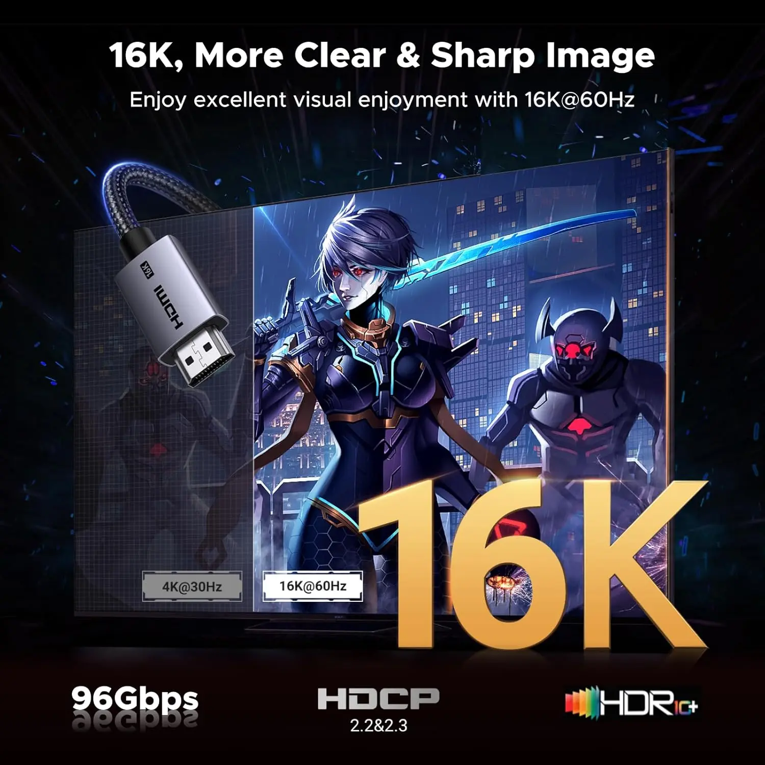 UGREEN HDMI naar HDMI Kabel tot 16K Resolutie Male to Male 2m afbeelding 2