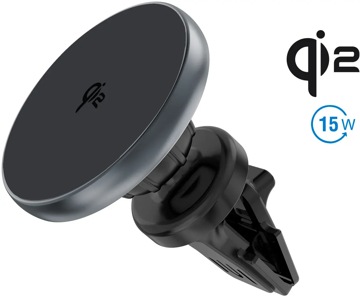 4smarts Qi2 Magnetische Draadloze Oplader Auto Ventilatierooster 15W Grijs afbeelding 6