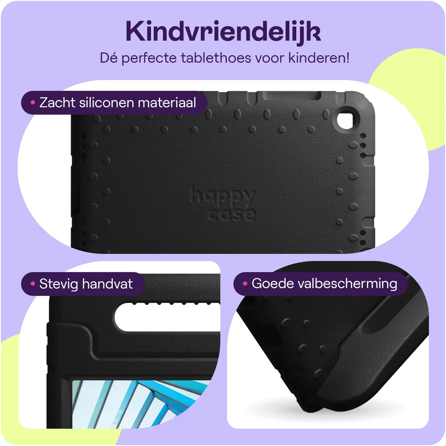 HappyCase Xiaomi Redmi Pad 2 / Xiaomi Pad SE Kinder Tablethoes met Handvat Zwart afbeelding 4