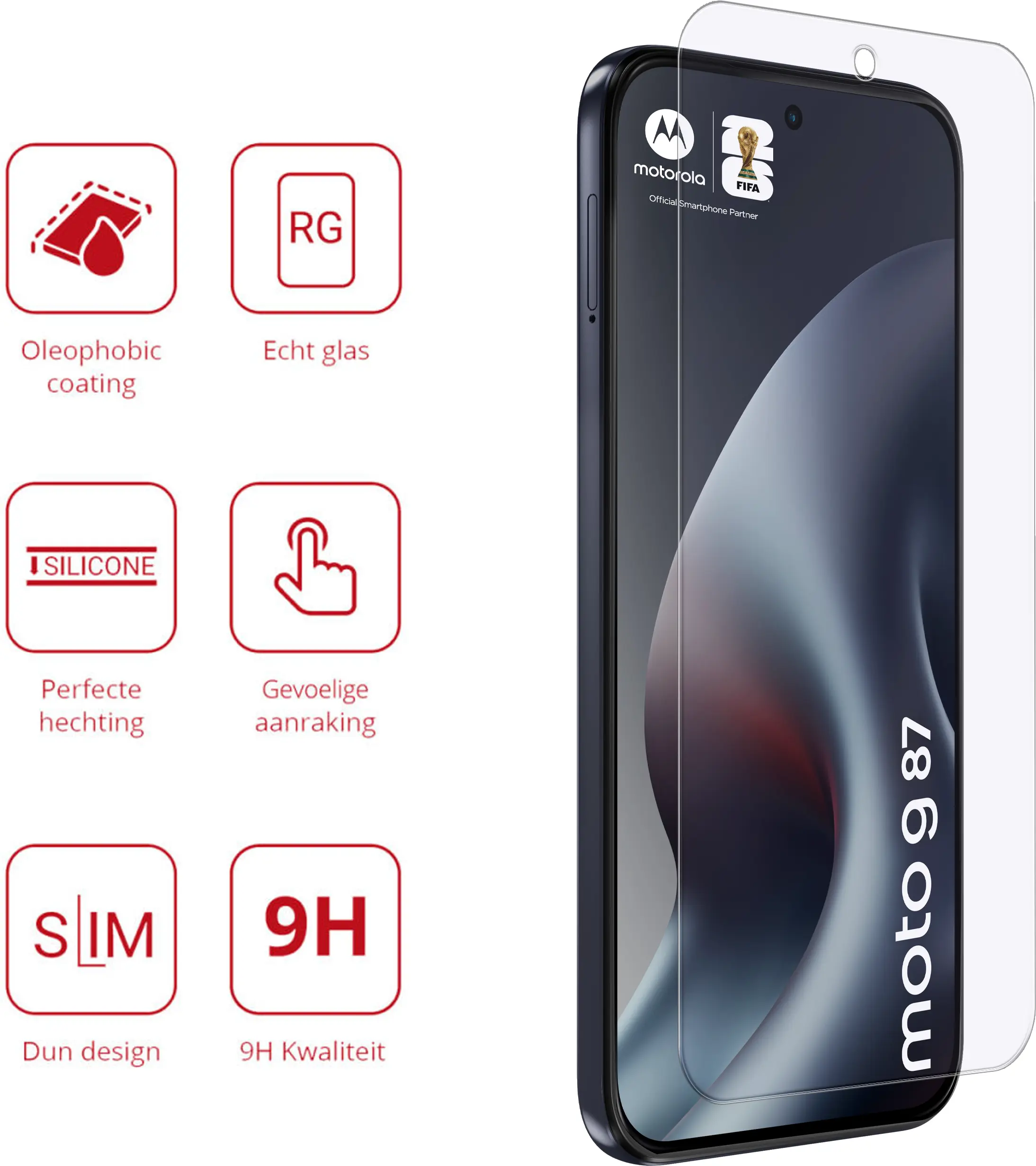 Rosso Motorola G87 9H Tempered Glass Screen Protector afbeelding 2