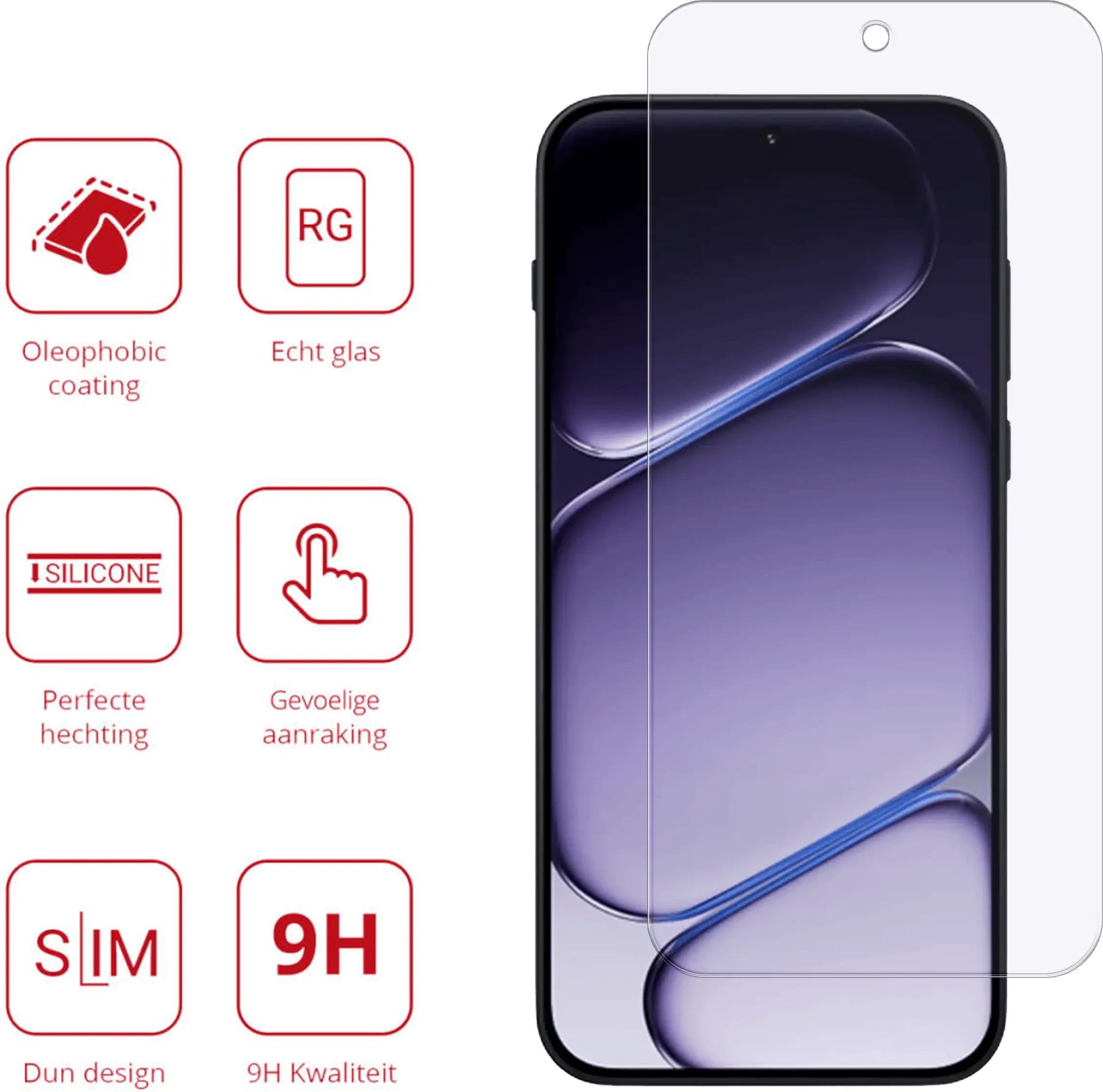 Rosso OnePlus Nord CE 6 Lite 9H Tempered Glass Screen Protector afbeelding 2