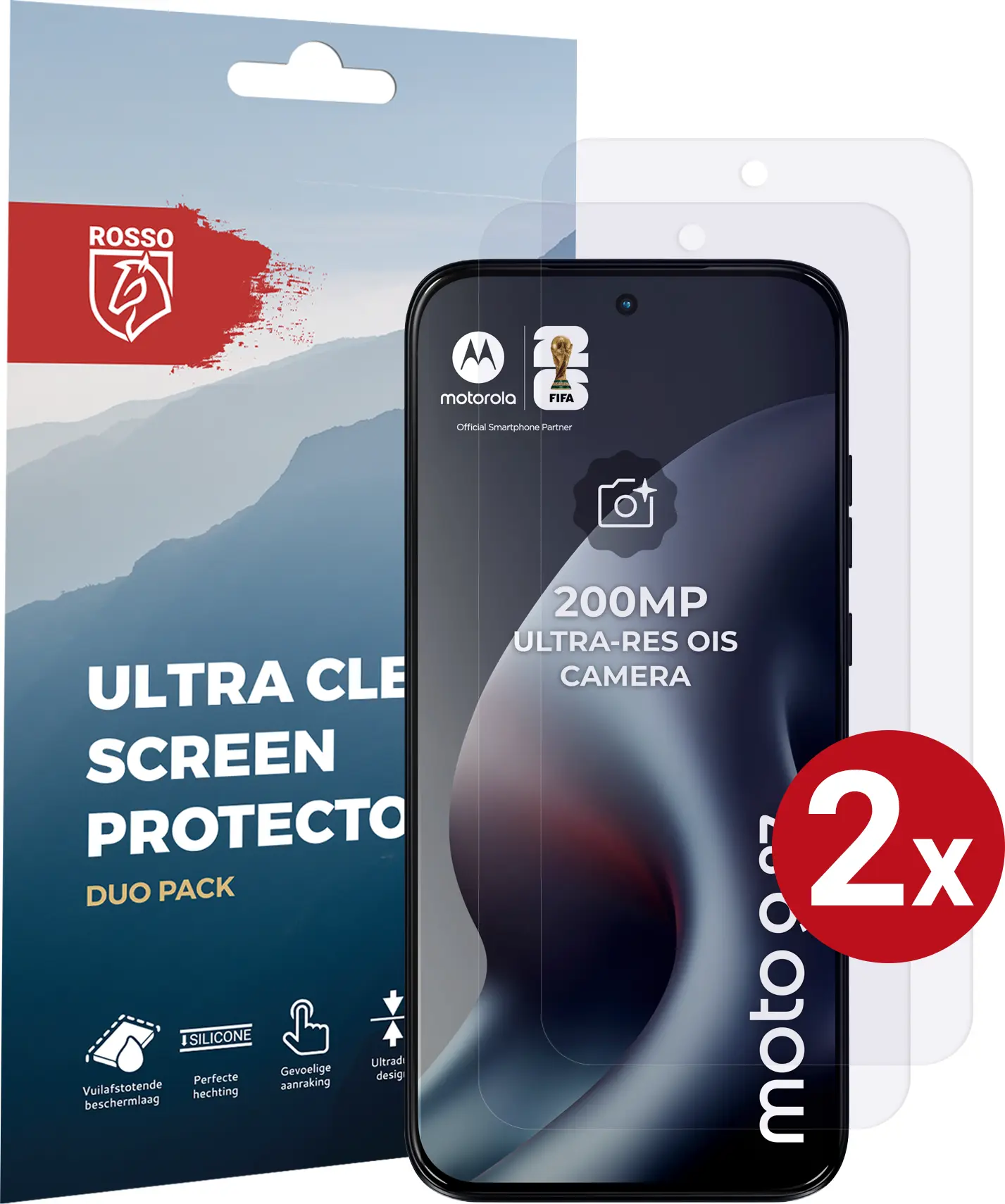 Rosso Motorola G87 Screen Protector Case Friendly Folie Duo Pack afbeelding 1