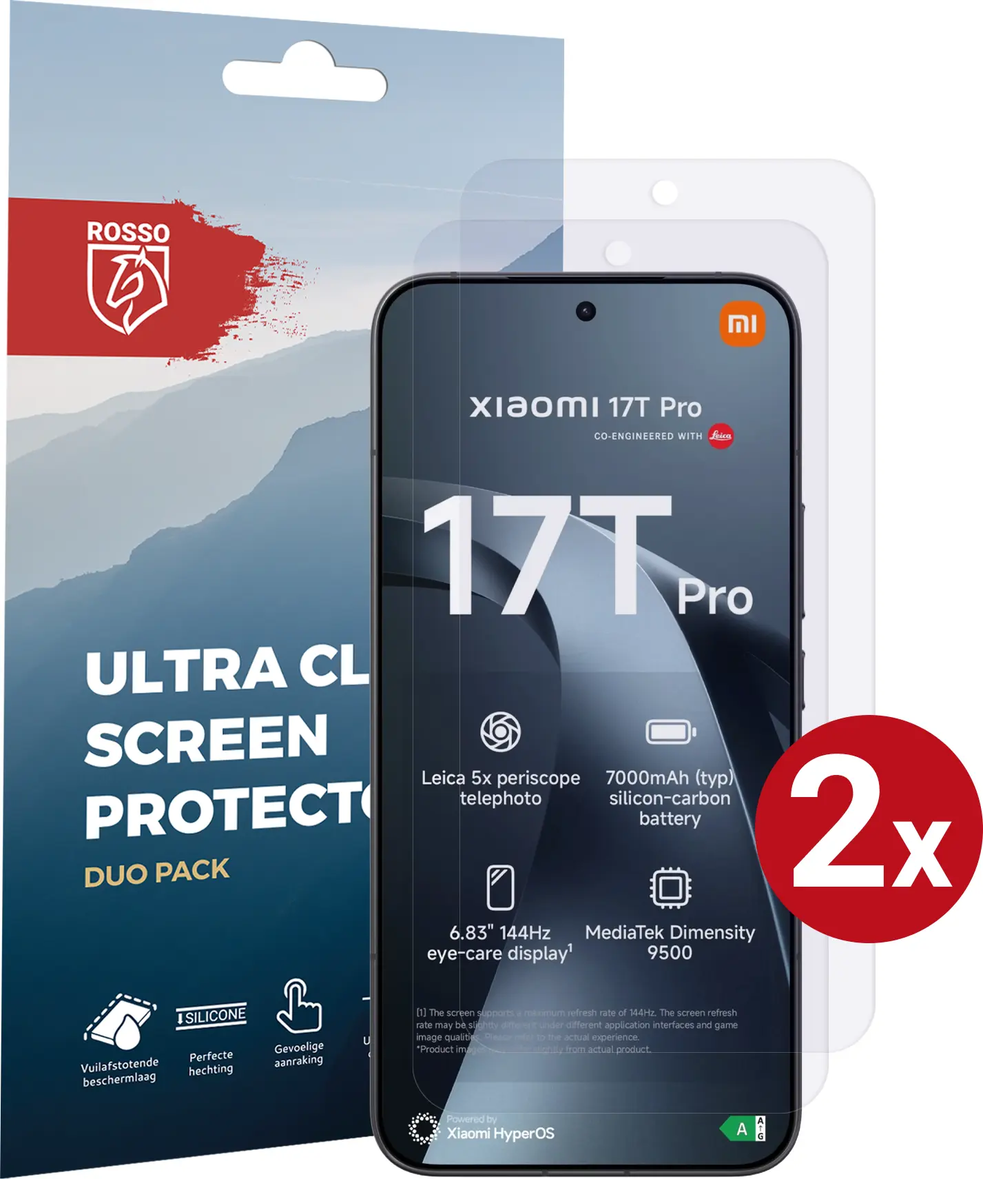 Rosso Xiaomi 17T Pro Screen Protector Case Friendly Folie Duo Pack afbeelding 1