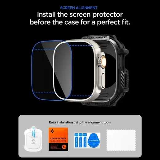 Spigen Rugged Armor - Apple Watch Ultra 3/2/1 Hoesje - Full Protect - Zwart afbeelding 8