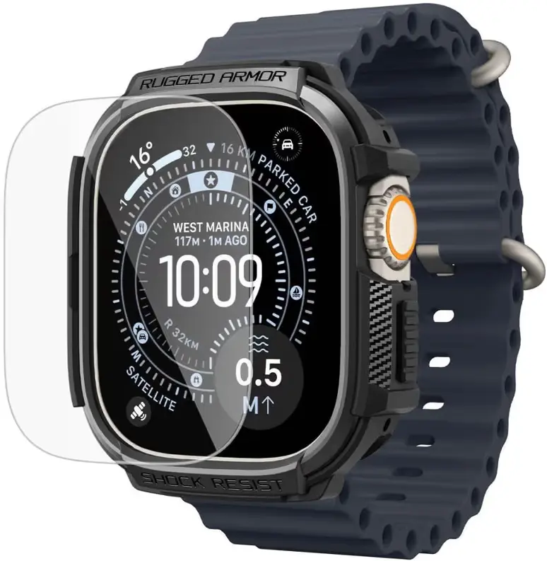 Spigen Rugged Armor - Apple Watch Ultra 3/2/1 Hoesje - Full Protect - Zwart afbeelding 9