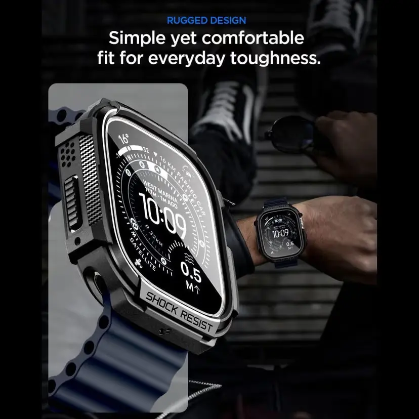 Spigen Rugged Armor - Apple Watch Ultra 3/2/1 Hoesje - Full Protect - Zwart afbeelding 6