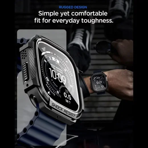 Spigen Rugged Armor - Apple Watch Ultra 3/2/1 Hoesje - Full Protect - Zwart afbeelding 6