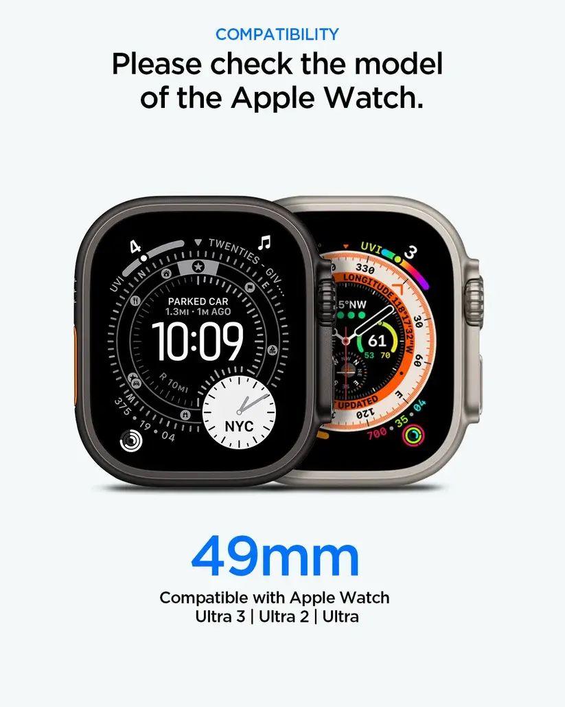 Spigen Rugged Armor - Apple Watch Ultra 3/2/1 Hoesje - Full Protect - Zwart afbeelding 3