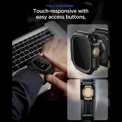 Spigen Rugged Armor - Apple Watch Ultra 3/2/1 Hoesje - Full Protect - Zwart afbeelding 7