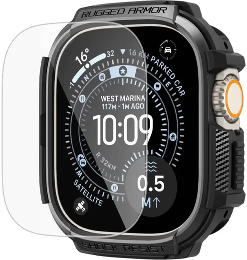 Spigen Rugged Armor - Apple Watch Ultra 3/2/1 Hoesje - Full Protect - Zwart afbeelding 2