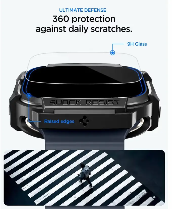 Spigen Rugged Armor - Apple Watch Ultra 3/2/1 Hoesje - Full Protect - Zwart afbeelding 4