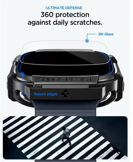 Spigen Rugged Armor - Apple Watch Ultra 3/2/1 Hoesje - Full Protect - Zwart afbeelding 4
