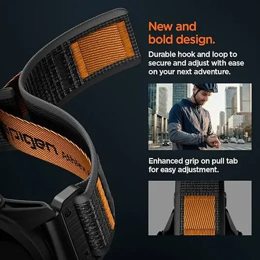 Spigen Athlex Air Garmin QuickFit 22MM Bandje Zwart Oranje afbeelding 6