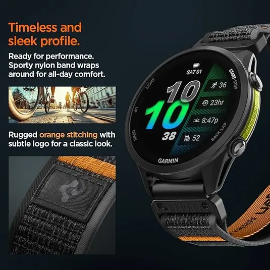 Spigen Athlex Air Garmin QuickFit 22MM Bandje Zwart Oranje afbeelding 4