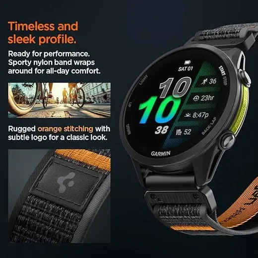 Spigen Athlex Air Garmin QuickFit 22MM Bandje Zwart Oranje afbeelding 4