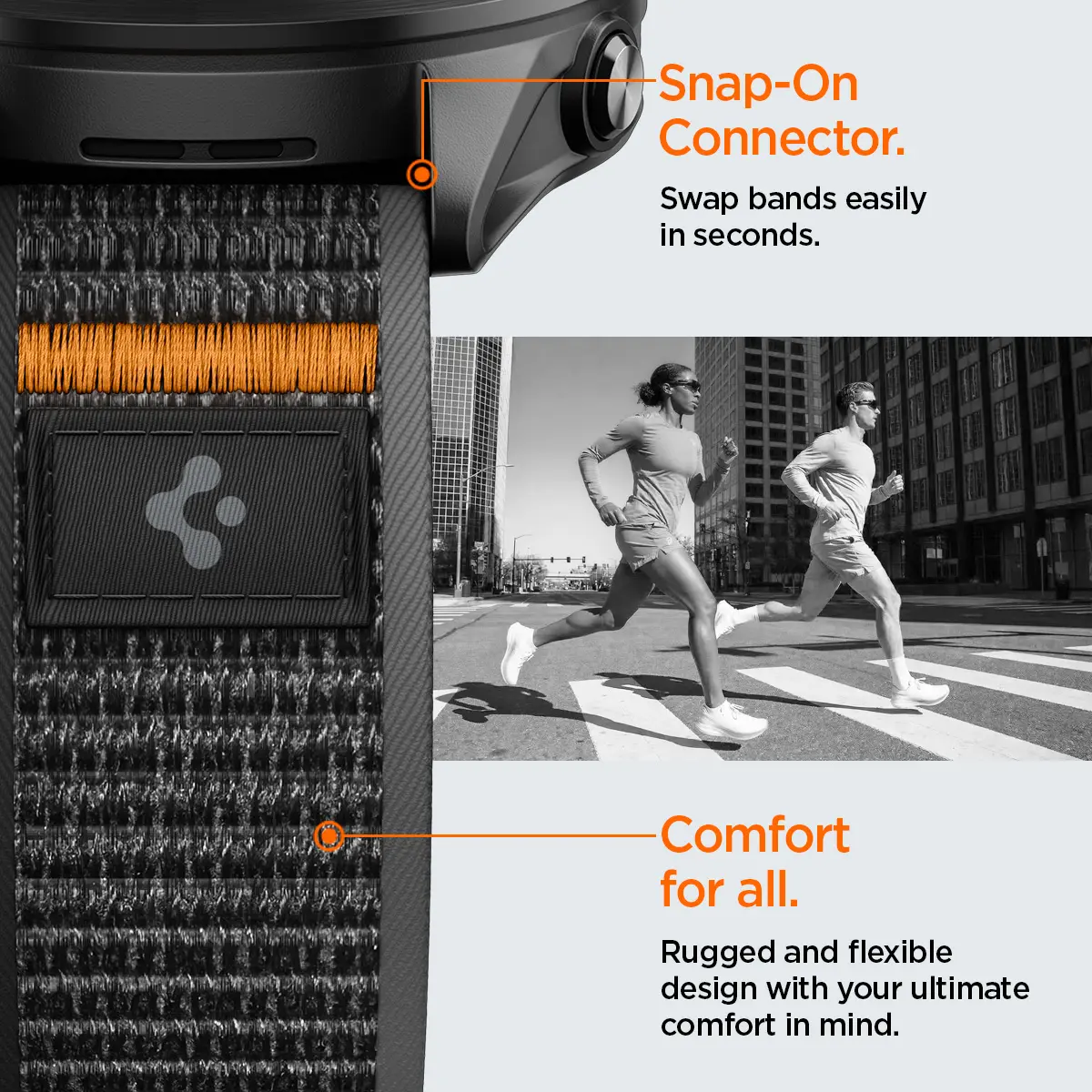 Spigen Athlex Air - Garmin Active Quick Release 22MM Bandje Zwart Oranje afbeelding 15