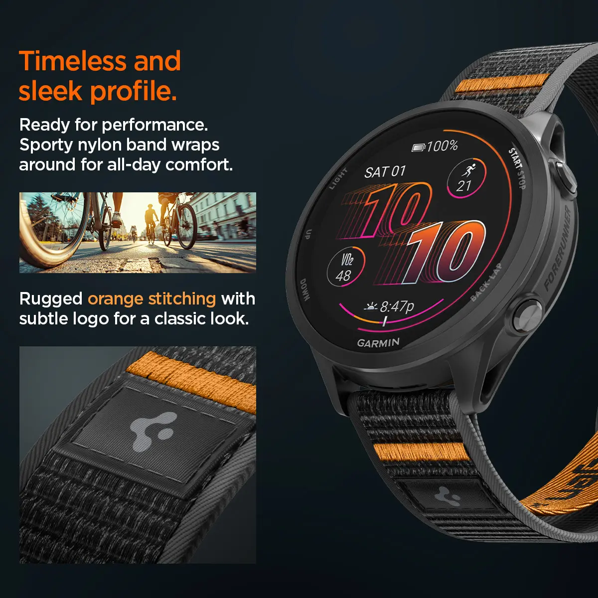 Spigen Athlex Air - Garmin Active Quick Release 22MM Bandje Zwart Oranje afbeelding 3