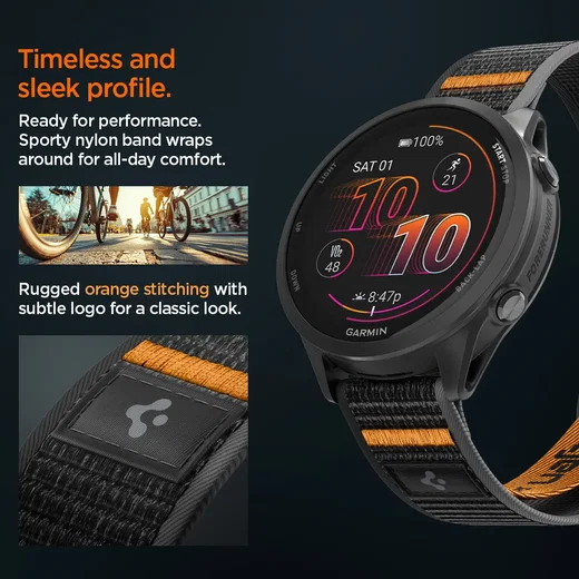 Spigen Athlex Air - Garmin Active Quick Release 22MM Bandje Zwart Oranje afbeelding 3