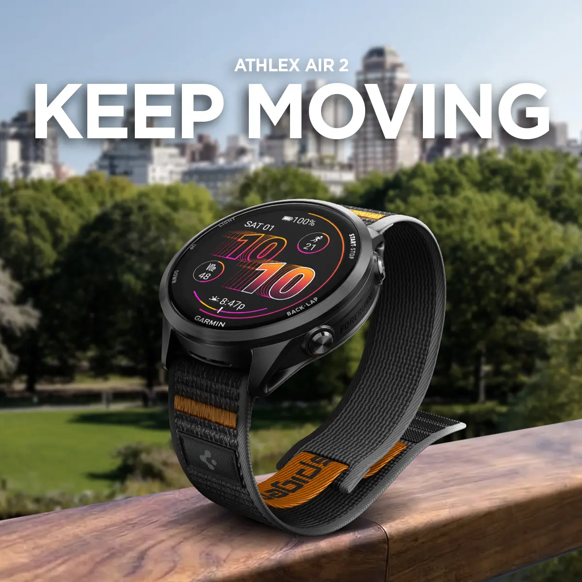 Spigen Athlex Air - Garmin Active Quick Release 22MM Bandje Zwart Oranje afbeelding 18