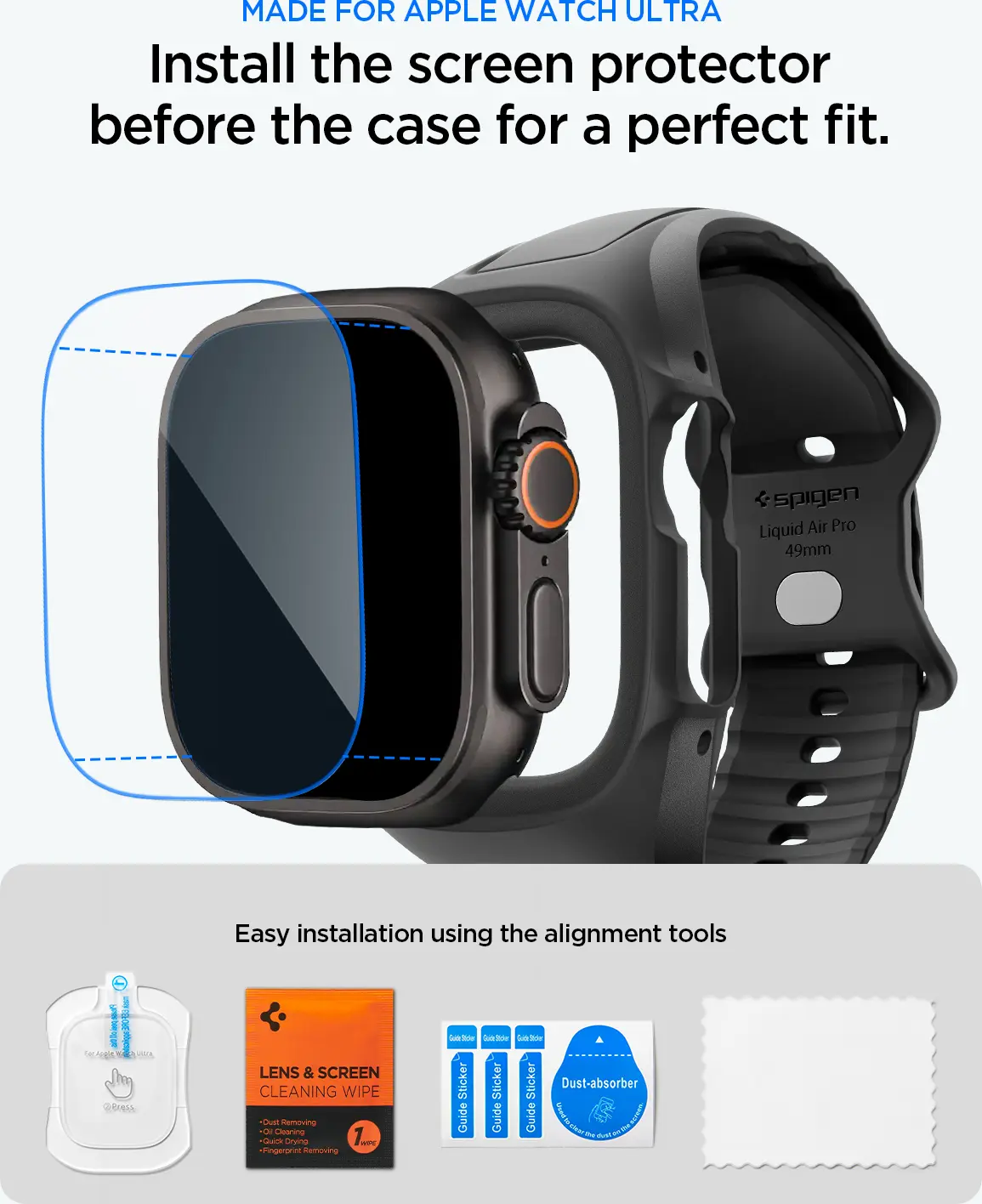 Spigen Liquid Air Pro - Apple Watch Ultra 3/2/1 - Full Protect - Zwart afbeelding 7