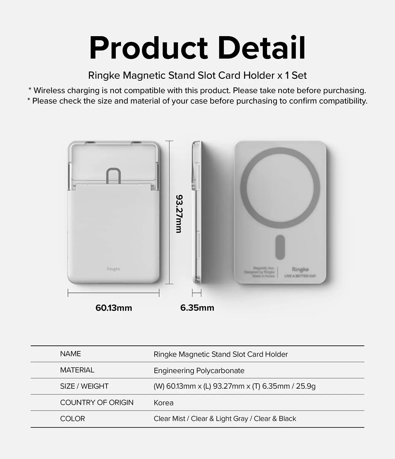 Ringke Magnetic Stand Slot Kaarthouder MagSafe Transparant Grijs afbeelding 7