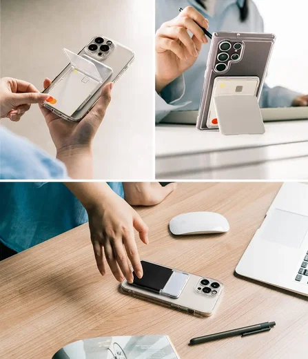 Ringke Magnetic Stand Slot Kaarthouder MagSafe Transparant Grijs afbeelding 5