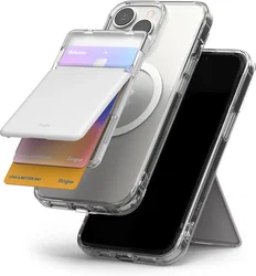 Ringke Magnetic Stand Slot Kaarthouder MagSafe Transparant Grijs afbeelding