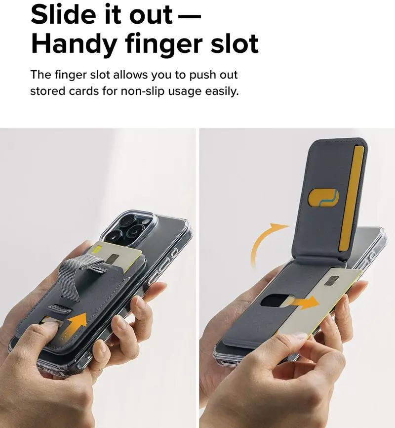 Ringke Stand Grip Wallet Magnetic MagSafe Kaarthouder met Standaard Grijs afbeelding 9