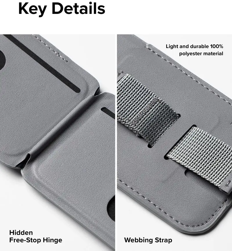 Ringke Stand Grip Wallet Magnetic MagSafe Kaarthouder met Standaard Grijs afbeelding 10