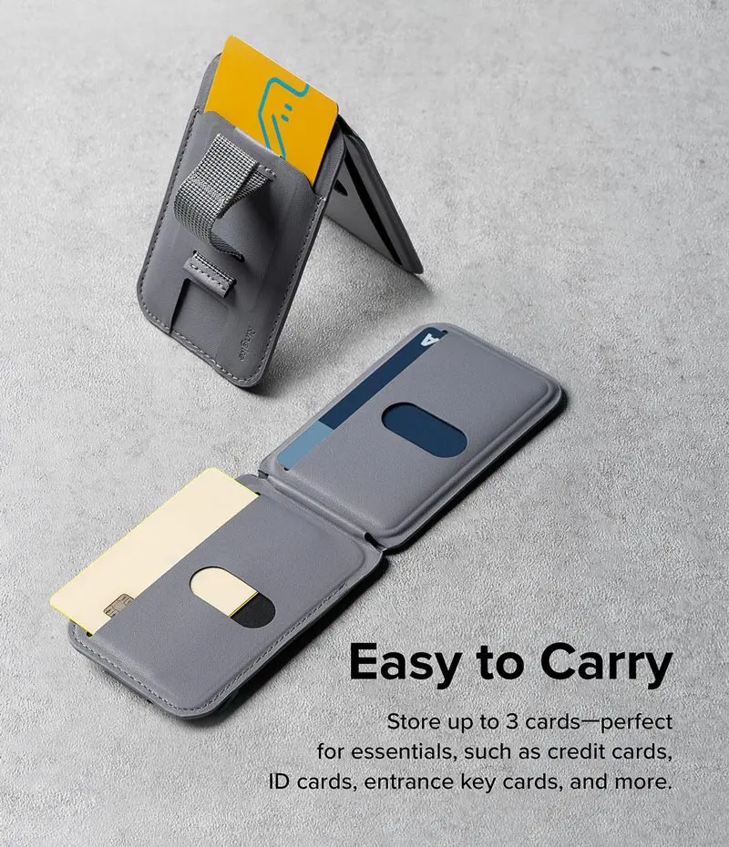Ringke Stand Grip Wallet Magnetic MagSafe Kaarthouder met Standaard Grijs afbeelding 8