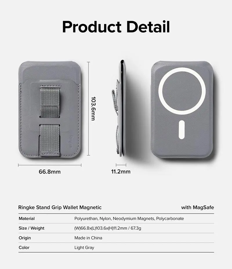 Ringke Stand Grip Wallet Magnetic MagSafe Kaarthouder met Standaard Grijs afbeelding 12