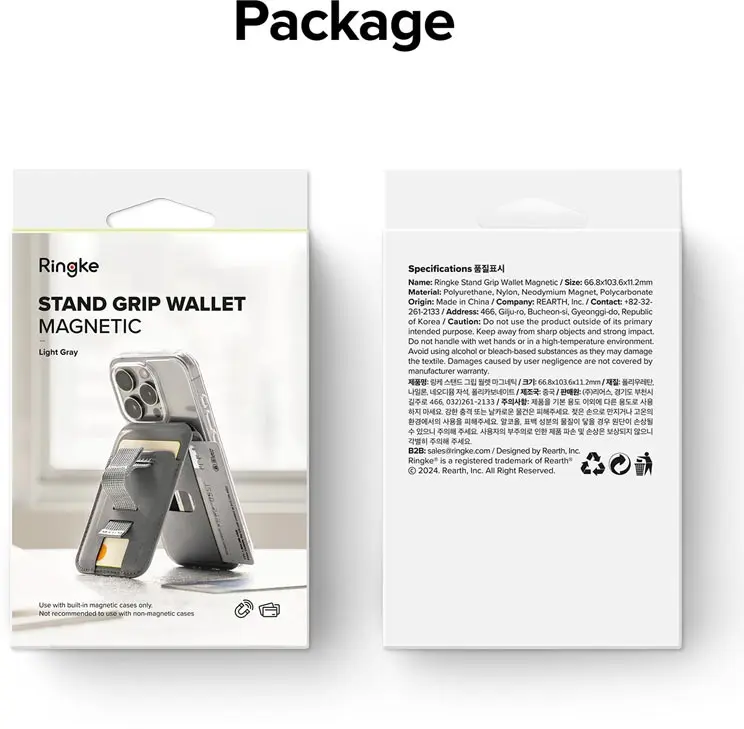 Ringke Stand Grip Wallet Magnetic MagSafe Kaarthouder met Standaard Grijs afbeelding 11