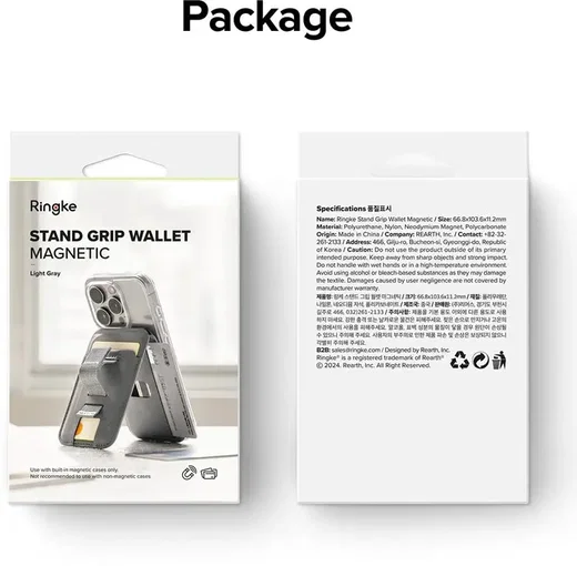 Ringke Stand Grip Wallet Magnetic MagSafe Kaarthouder met Standaard Grijs afbeelding 11