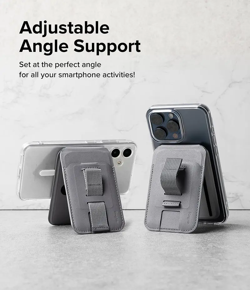 Ringke Stand Grip Wallet Magnetic MagSafe Kaarthouder met Standaard Grijs afbeelding 6