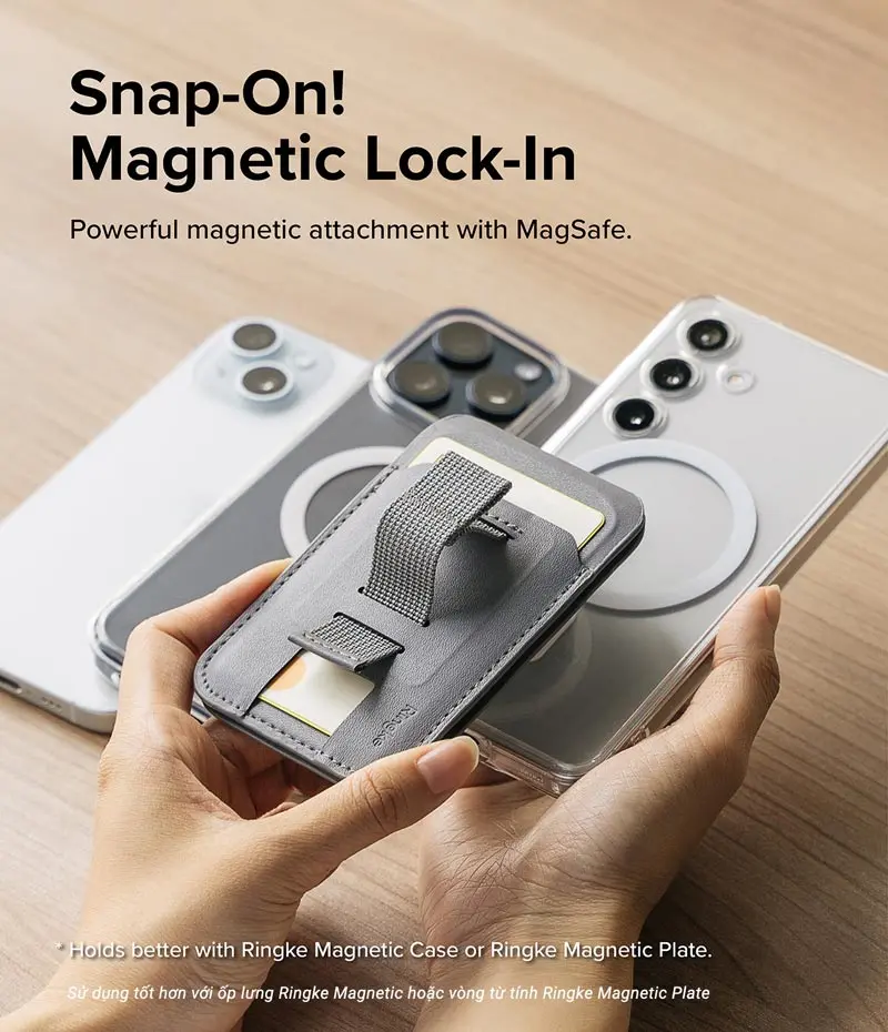 Ringke Stand Grip Wallet Magnetic MagSafe Kaarthouder met Standaard Grijs afbeelding 4