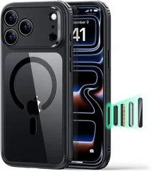 ESR Classic Hybrid Apple iPhone 18 Pro / 17 Pro Hoesje MagSafe Transparant Zwart afbeelding