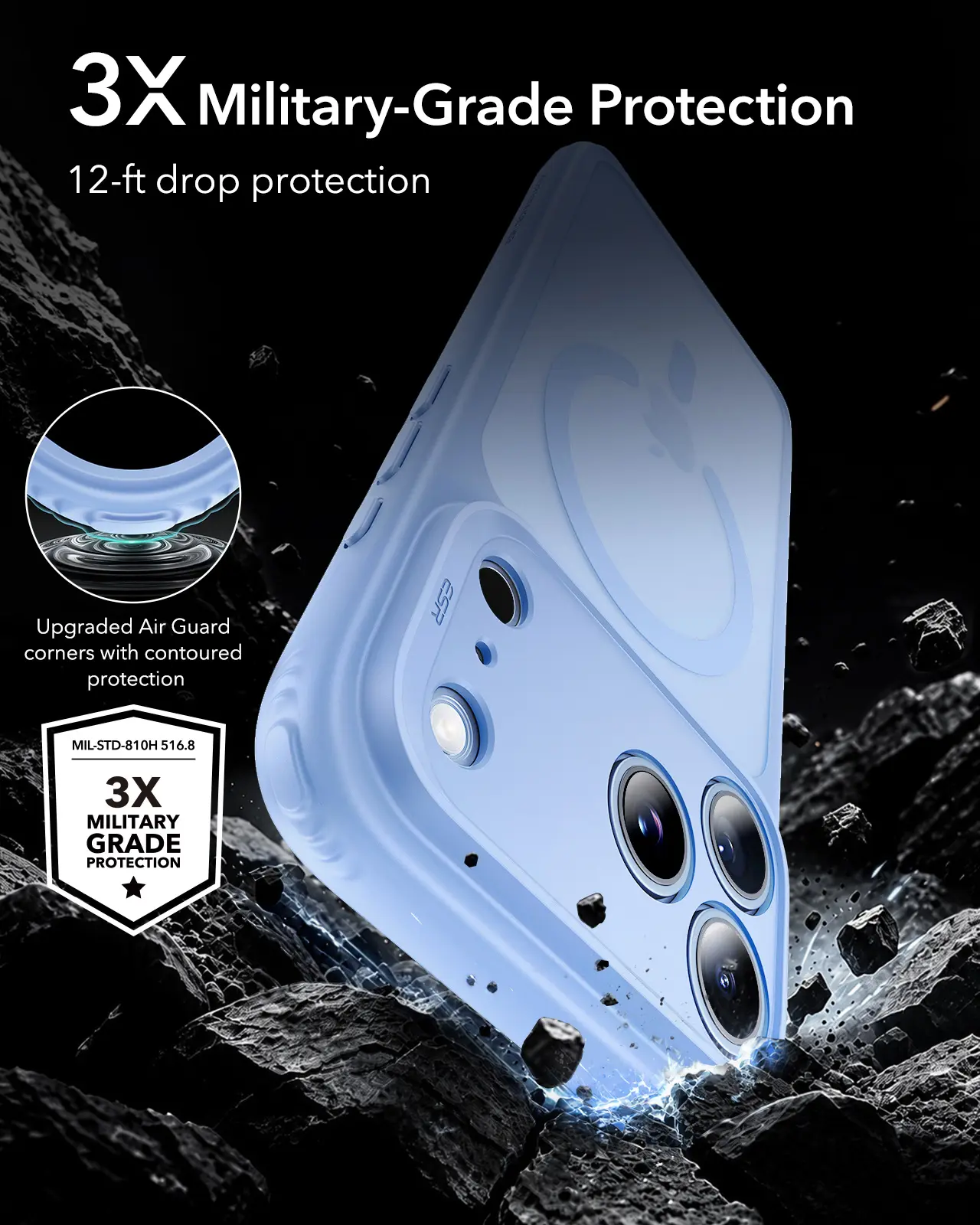 ESR Classic Hybrid iPhone 18 Pro Max / 17 Pro Max Hoesje MagSafe Licht Blauw afbeelding 2