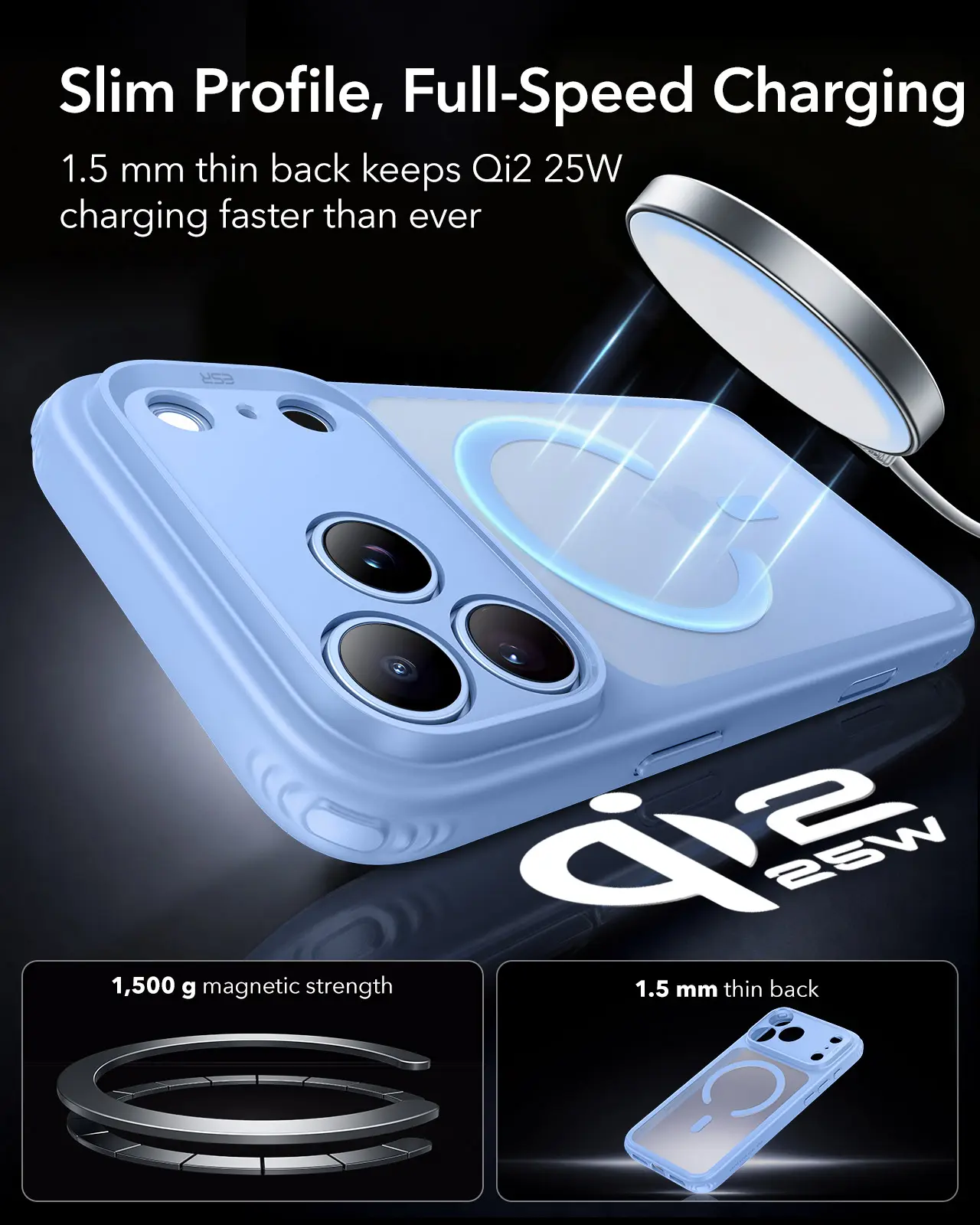 ESR Classic Hybrid iPhone 18 Pro Max / 17 Pro Max Hoesje MagSafe Licht Blauw afbeelding 4