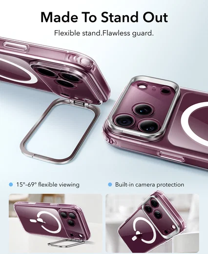 ESR Classic Hybrid MagSafe iPhone 18 Pro / 17 Pro Hoesje met Stand Clear afbeelding 3
