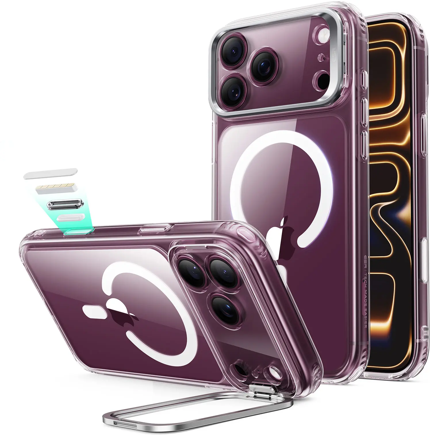 ESR Classic Hybrid MagSafe iPhone 18 Pro / 17 Pro Hoesje met Stand Clear afbeelding 1