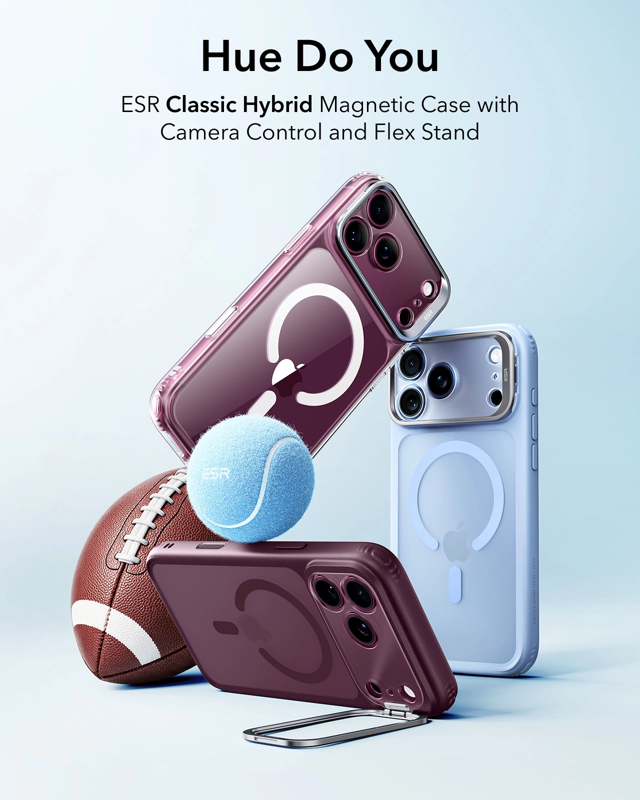 ESR Classic Hybrid MagSafe iPhone 18 Pro / 17 Pro Hoesje met Stand Burgundy afbeelding 6
