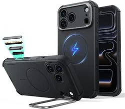ESR Cyber Tough iPhone 18 Pro / 17 Pro Hoesje MagSafe met Stand Zwart afbeelding