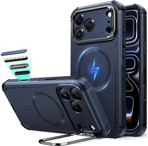ESR Cyber Armor Apple iPhone 18 Pro / 17 Pro Hoesje MagSafe met Stand Blauw afbeelding 1