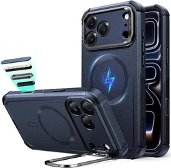ESR Cyber Armor Apple iPhone 18 Pro / 17 Pro Hoesje MagSafe met Stand Blauw afbeelding