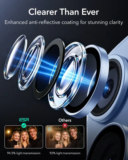 ESR Armorite Apple iPhone 18 Pro / Pro Max Camera Lens Protector Blauw afbeelding 5
