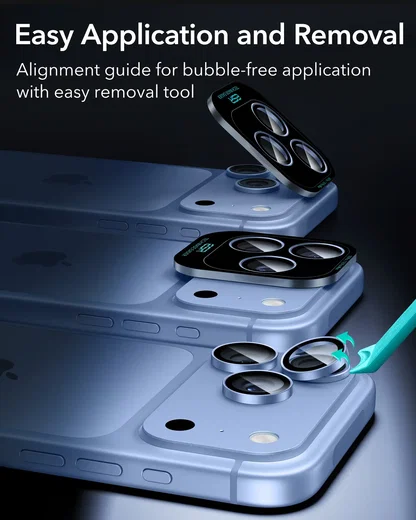 ESR Armorite Apple iPhone 18 Pro / Pro Max Camera Lens Protector Blauw afbeelding 7